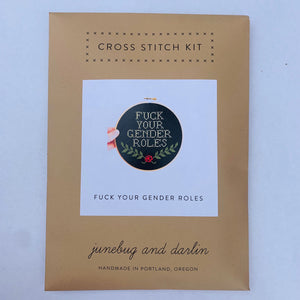 June Bug + Darlin Cross Stitch Kit Fuck Your Gender Roles