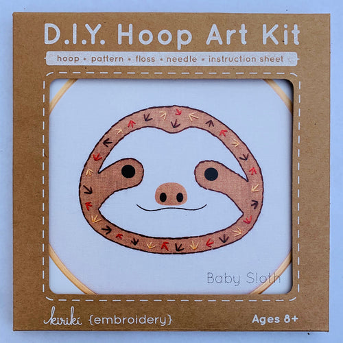 DIY Hoop Embroidery Kit Sloth