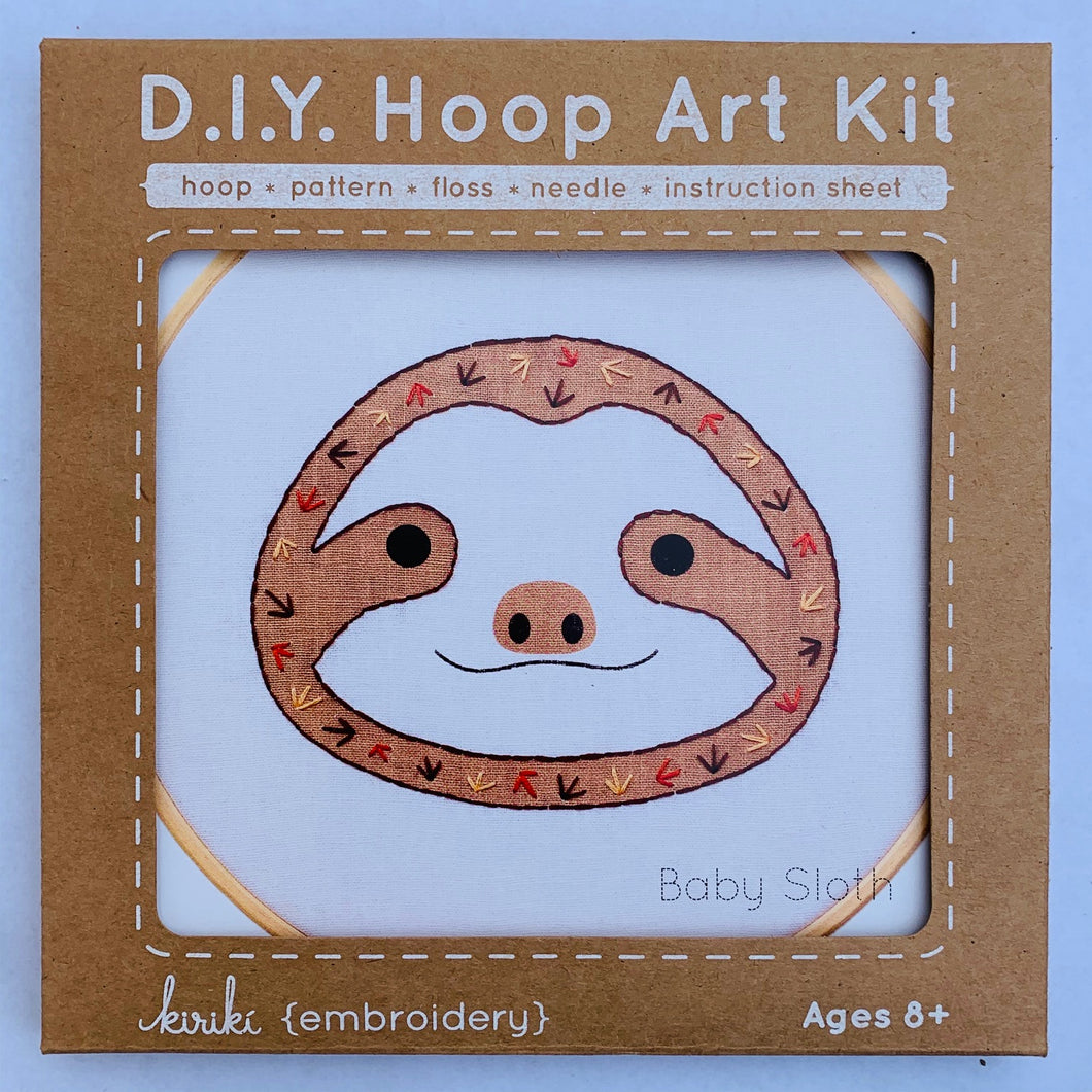 DIY Hoop Embroidery Kit Sloth