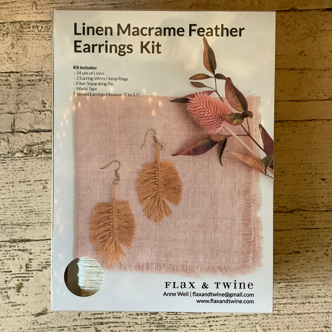 Flax and Twine Macrrame Feather Earrings Kit